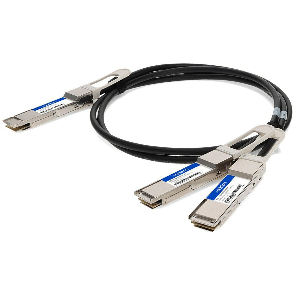 Addon Networks Cab-D-2Q-400G-1M-Ao Infiniband Cable Qsfp-Dd 2X Qsfp56 Black, Metallic