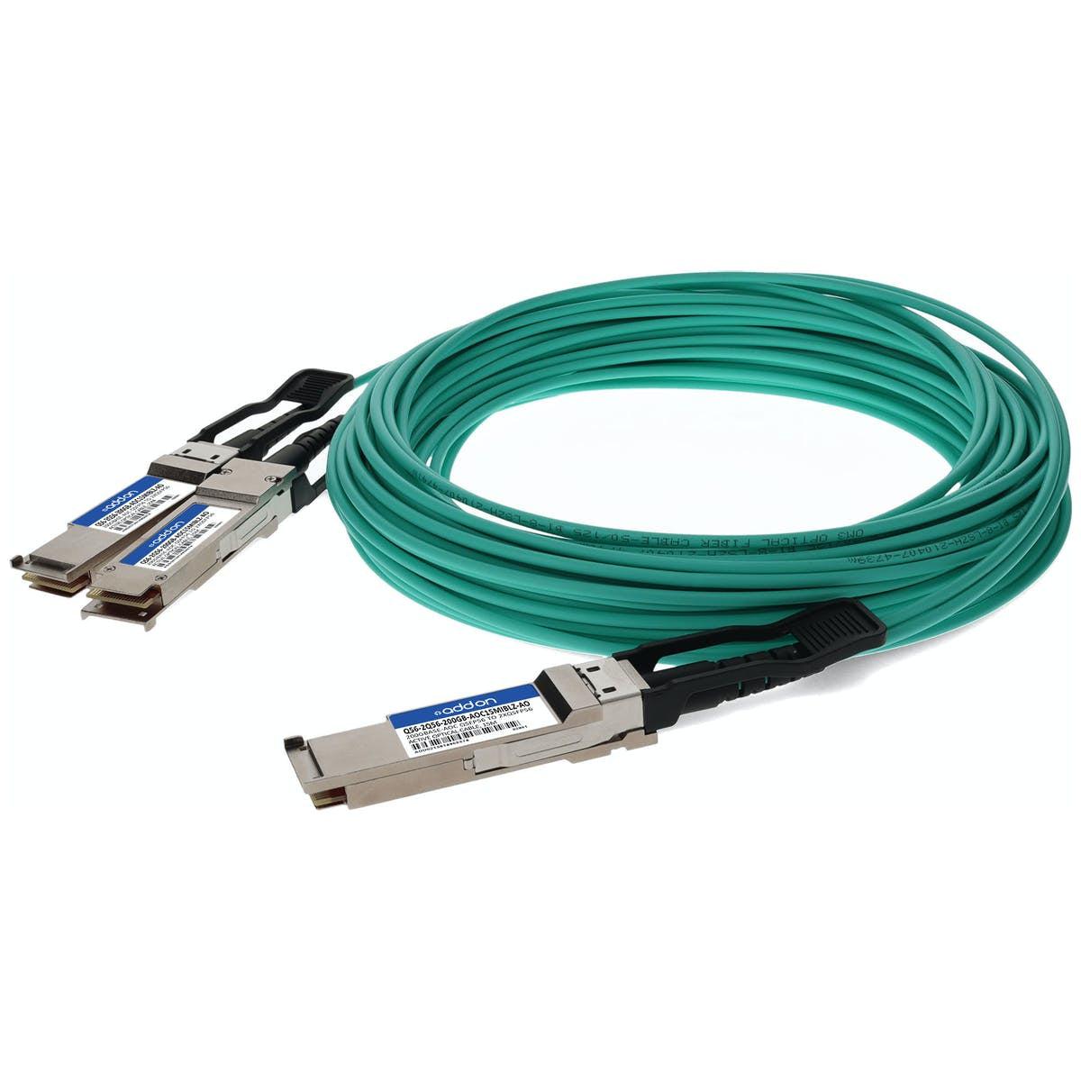 Addon Networks Q56-2Q56-200Gb-Aoc15Miblz-Ao Infiniband Cable 15 M Qsfp56 2X Qsfp56 Green