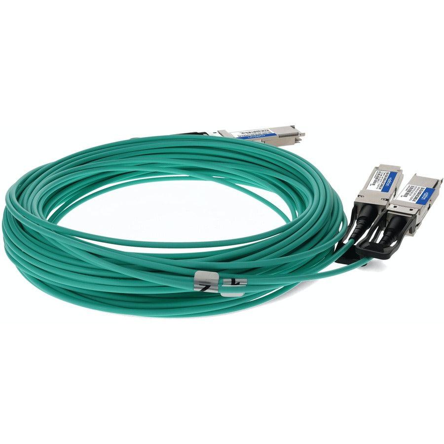 Addon Networks Q56-2Q56-200Gb-Aoc15Miblz-Ao Infiniband Cable 15 M Qsfp56 2X Qsfp56 Green