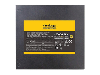 Antec Neoeco Gold Zen Ne600G Zen Power Supply 600 Watts 80 Plus Gold Certified With 120 Mm Silent Ne600G Zen