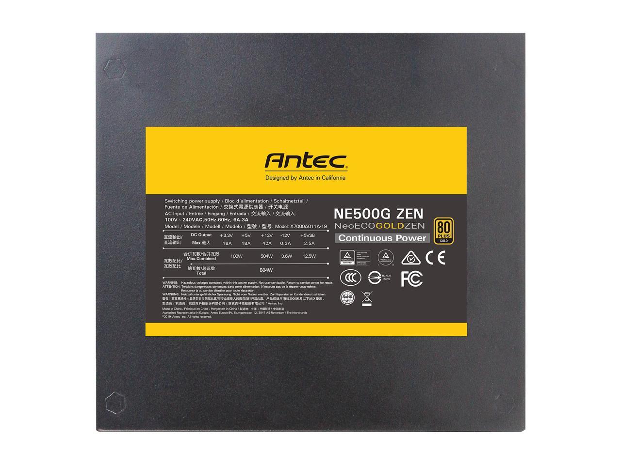 Antec Neoeco Modular Ne650M V2 Power Supply 650 Watts 80 Plus Bronze Certified With 120 Mm Silent Ne500G Zen