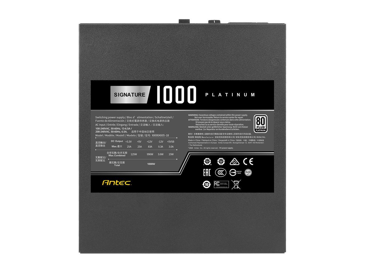 Antec Signature Series Sp1000, 80 Plus Platinum Certified, 1000W Full Modular With Oc Link