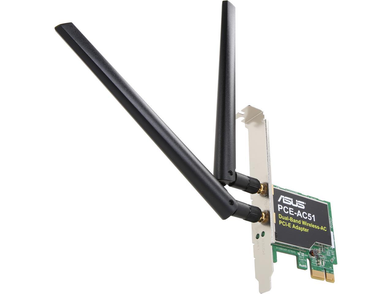 Asus Pce-Ac51 Wireless Ac750 Pcie Adapter Card For Dual-Band 2X2 802.11Ac Wifi