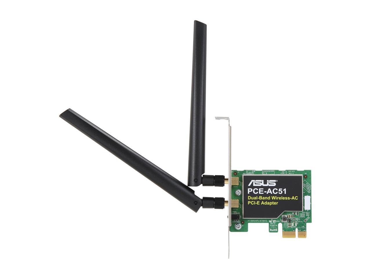 Asus Pce-Ac51 Wireless Ac750 Pcie Adapter Card For Dual-Band 2X2 802.11Ac Wifi