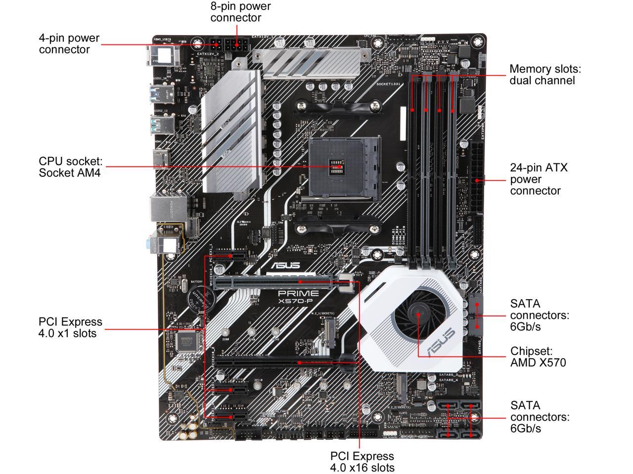 Asus Prime X570-P Socket Am4/ Amd X570/ Ddr4/ Sata3&Usb3.2/ M.2/ A&V&Gbe/ Atx Motherboard