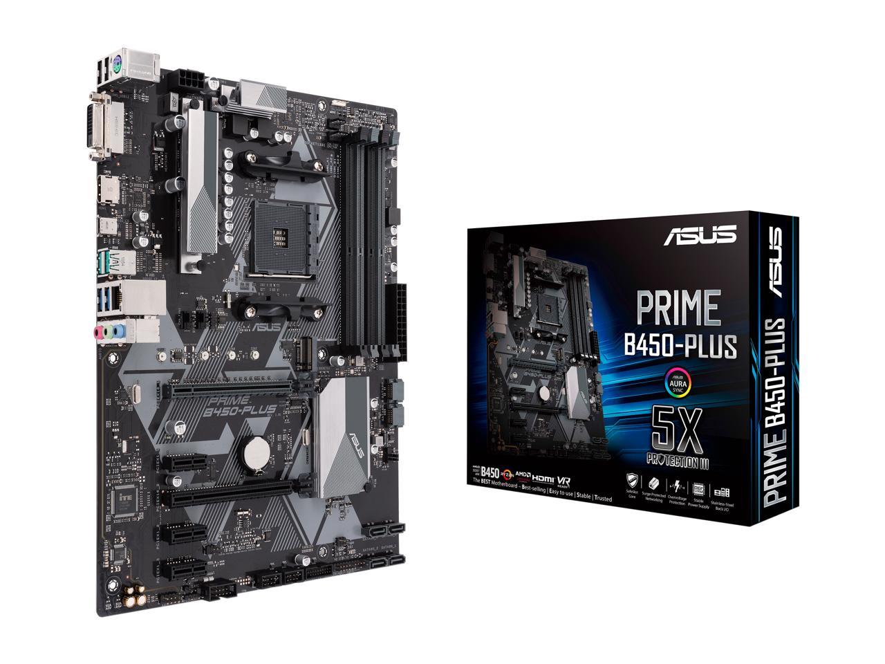 Asus Prime B450-Plus Am4 Amd B450 Sata 6Gb/S Usb 3.1 Hdmi Atx Amd Motherboard