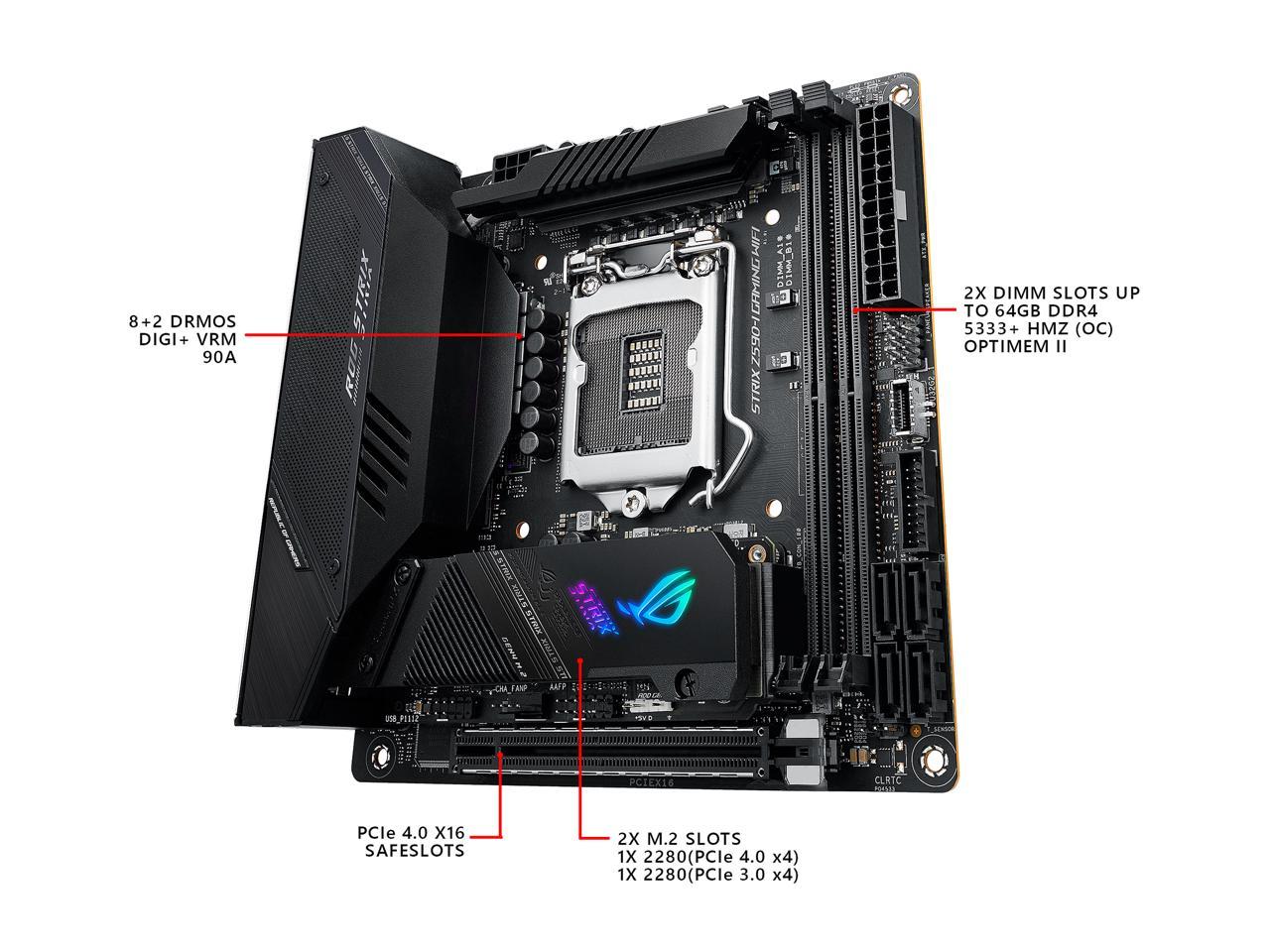 Asus Rog Strix Z590-I Gaming Wifi Lga1200/ Intel Z590/ Ddr4/ Sata3&Usb3.2/ M.2/ Mini Itx Motherboard