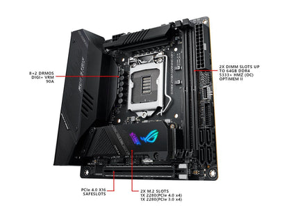 Asus Rog Strix Z590-I Gaming Wifi Lga1200/ Intel Z590/ Ddr4/ Sata3&Usb3.2/ M.2/ Mini Itx Motherboard