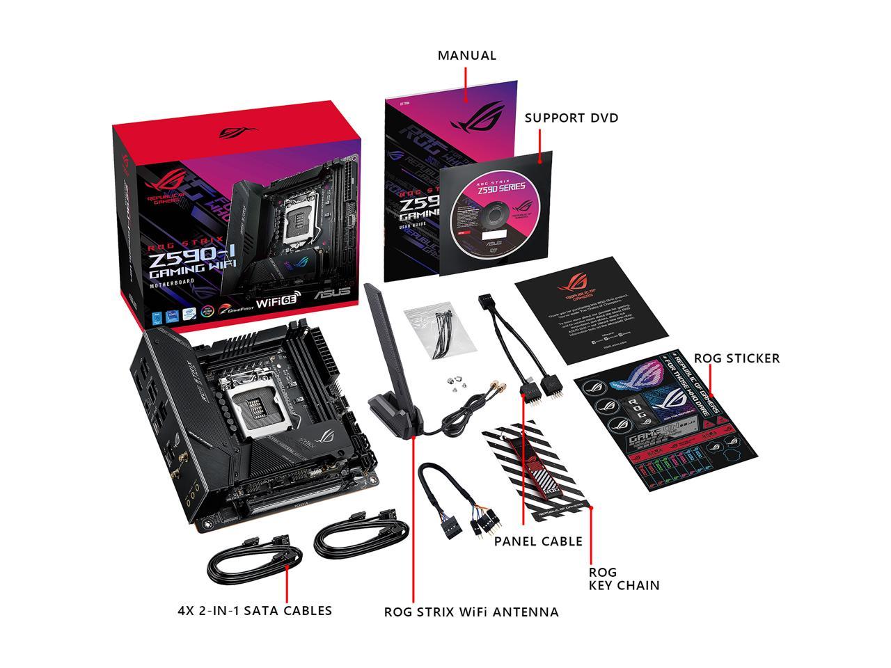 Asus Rog Strix Z590-I Gaming Wifi Lga1200/ Intel Z590/ Ddr4/ Sata3&Usb3.2/ M.2/ Mini Itx Motherboard