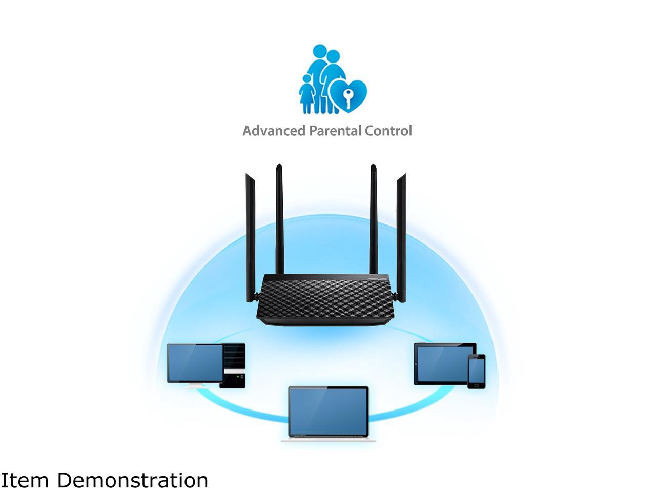 Asus Rt-Ac1200_V2 Dual-Band Wi-Fi Router With Four Antennas And Parental Control