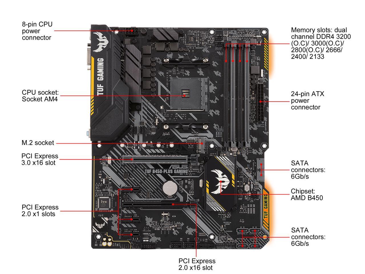 Asus Tuf B450-Plus Gaming Am4 Amd B450 Sata 6Gb/S Usb 3.1 – TeciSoft