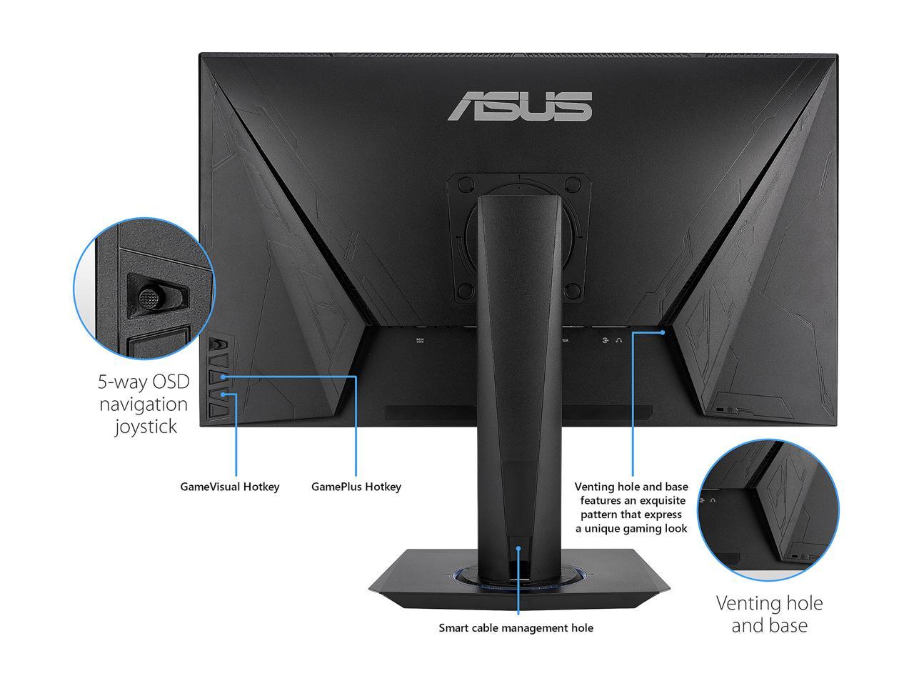 Asus Vg275Q 27 Inch Widescreen 100,000,000:1 1Ms Vga/2Hdmi/Displayport Lcd Monitor W/ Speakers (Black)