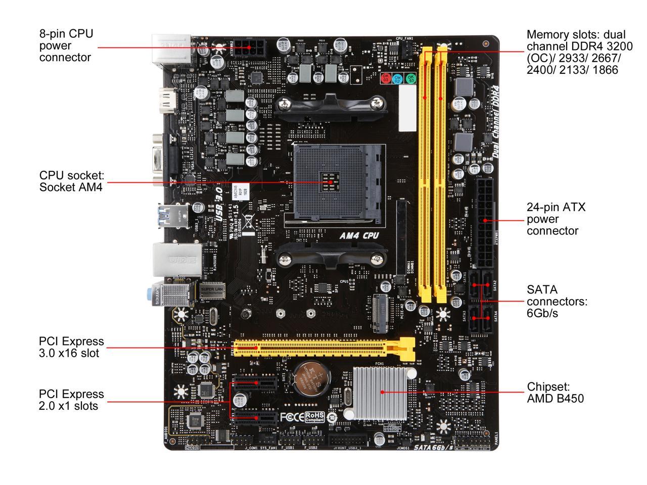 Carte mère Biostar B450MX-S AMD B450 Socket AM4 micro-ATX