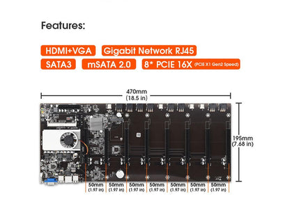 Btc-T37 Miner Motherboard Cpu Set 8 Video Card Slot Ddr3 Memory Integrated Vga Low Power Consumption Exquisite Better Than X99