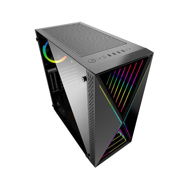 Bgears B-Blackwidow-Rgb Black Gaming Pc Atx Case, Special Ripple Effect Front Panel, Tempered