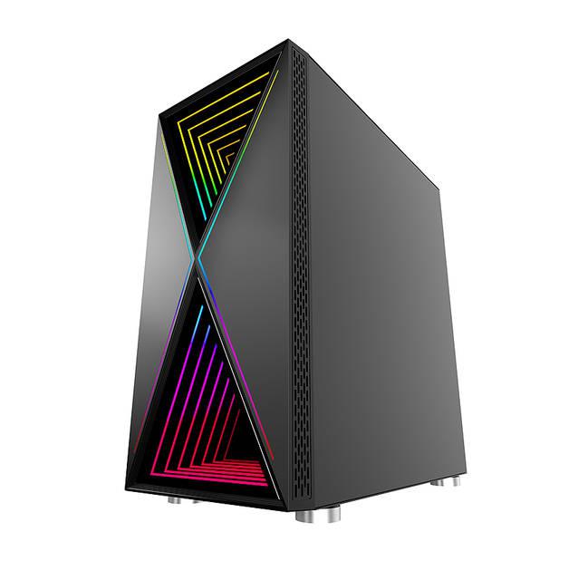 Bgears B-Blackwidow-Rgb Black Gaming Pc Atx Case, Special Ripple Effect Front Panel, Tempered