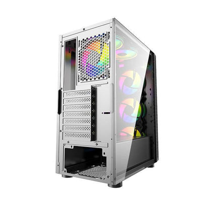 Bgears B-Blackwidow-Rgb White Gaming Pc Atx Case, Special Ripple Effect Front Panel, Tempered