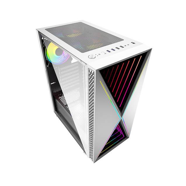 Bgears B-Blackwidow-Rgb White Gaming Pc Atx Case, Special Ripple Effect Front Panel, Tempered