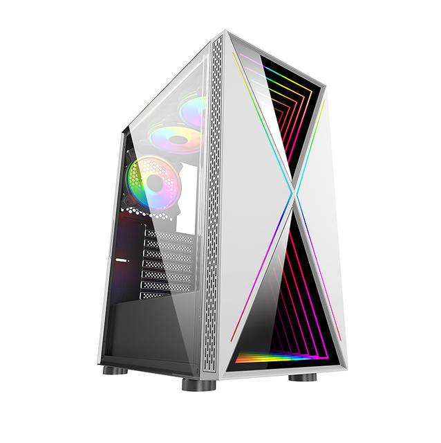 Bgears B-Blackwidow-Rgb White Gaming Pc Atx Case, Special Ripple Effect Front Panel, Tempered