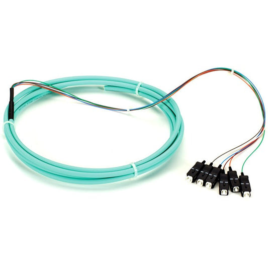 Black Box 3M Sc Om3 50-Micron Mm Fiber Pigtail 6-Strand Ofnr Pvc Aqua