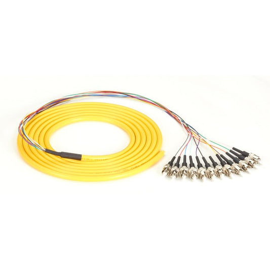 Black Box 3M St Os2 9-Micron Sm Fiber Pigtail 12-Strand Ofnr Pvc Yellow