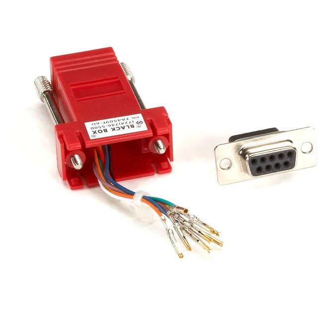 Black Box Db9 Female To Rj45F Modular Adapter Kit With Thumbscrews Red