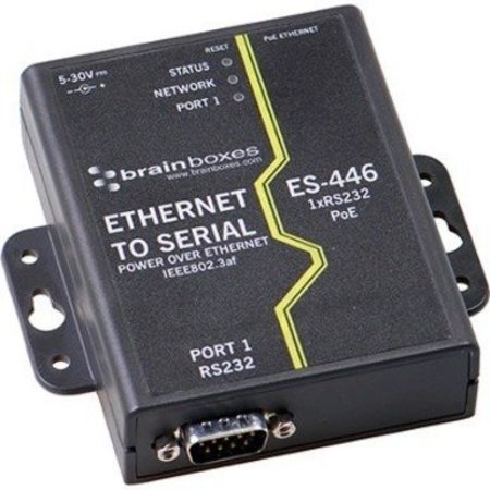Brainboxes Adapter Brainboxes 1 Port Rs232 Poe Ethernet To Serial Adapter ES-446