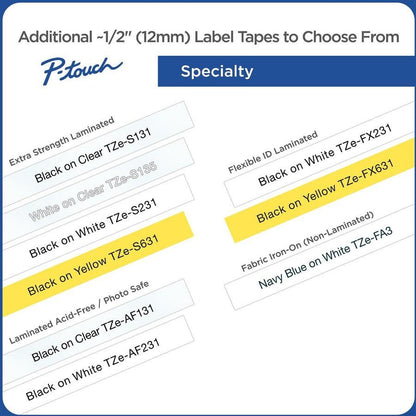 Brother Tze-233Cs, 0.47" X 26.2', Blue On White Laminated Label Tape