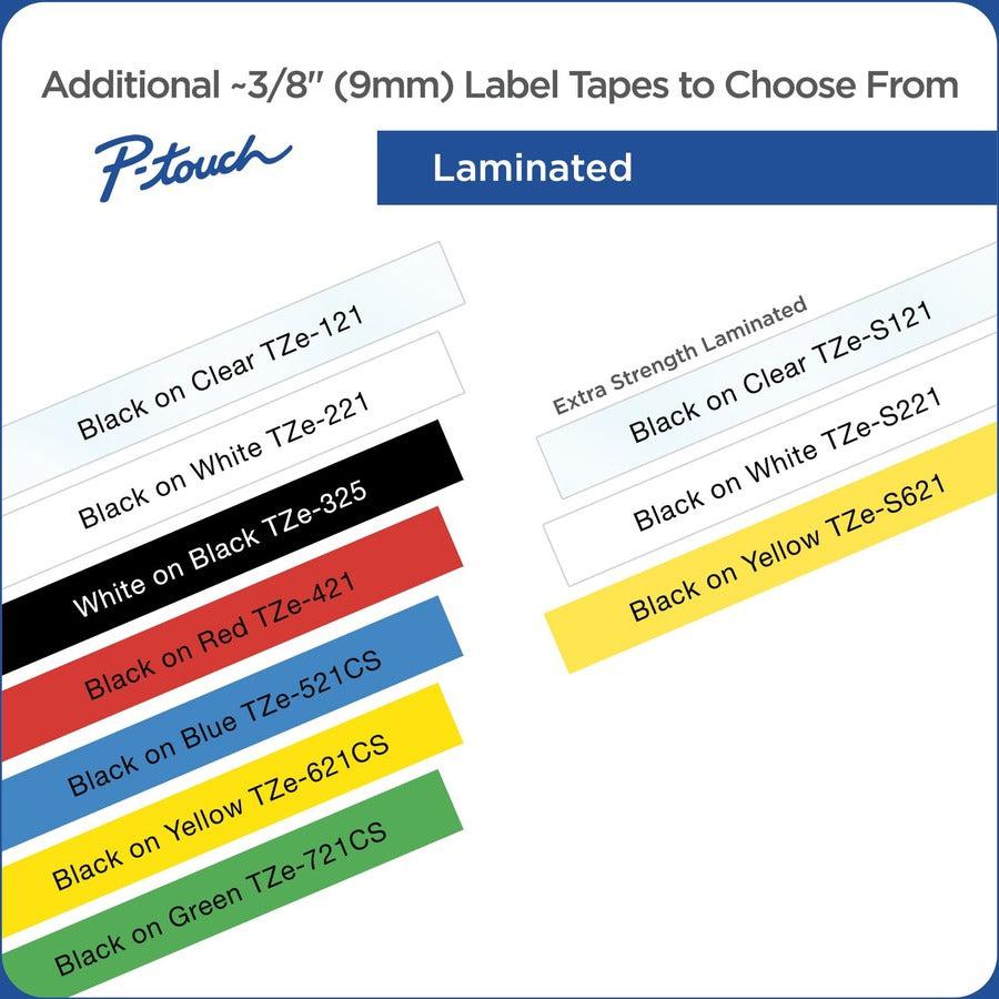 Brother Tze-621Cs, 0.35" X 26.2', Black On Yellow Laminated Label Tape