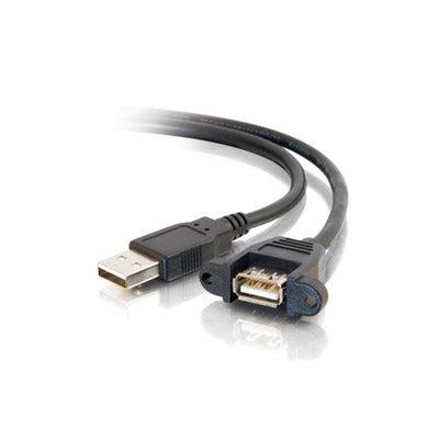 C2G 1.5Ft Usb 2.0 A Male To A Female Panel Mount Cable Usb Cable 0.45 M Usb A Black