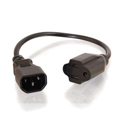 C2G 1Ft 18 Awg Monitor Power Adapter Cable Black 0.30 M C14 Coupler