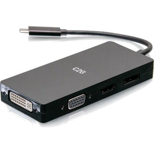 C2G Usb-C Multiport Adapter, 4-In-1 Video Adapter With Hdmi, Displayport, Dvi, & Vga - 4K 60Hz