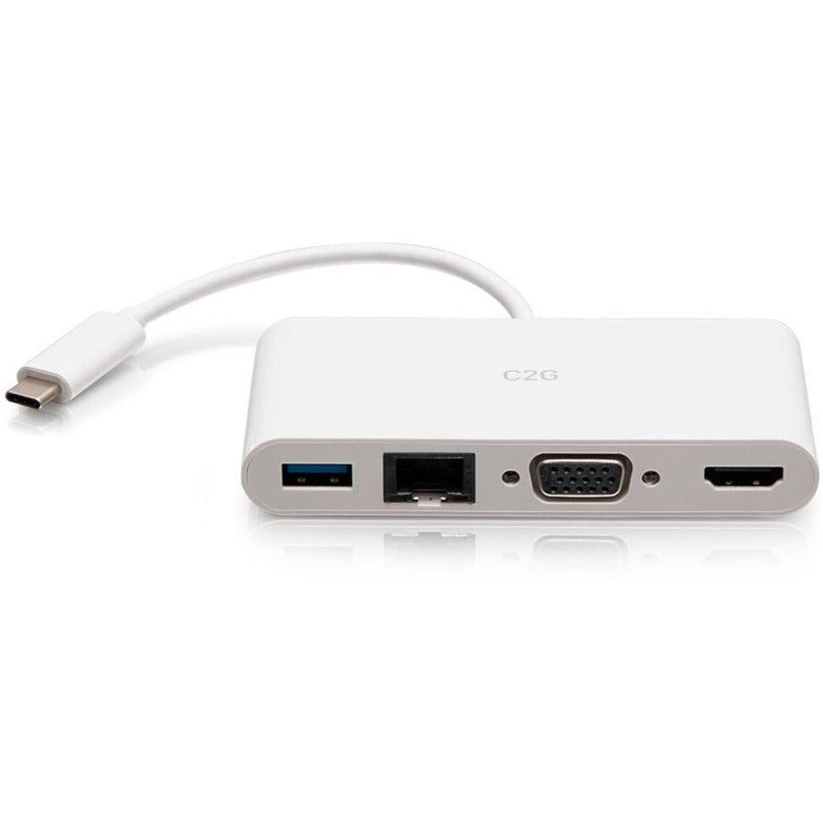 C2G Usb-C® To Hdmi®, Vga, Usb-A, And Rj45 Multiport Adapter - 4K 30Hz - White