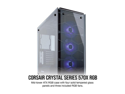 Corsair Crystal Series 570X Rgb Mirror Black Tempered Glass, Premium Atx Mid Tower Case