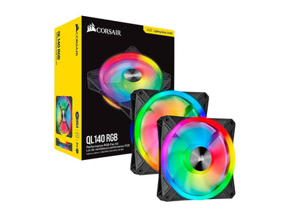 Corsair Ql Series, Icue Ql140 Rgb, 140Mm Rgb Led Fan, Dual Pack With Lighting Node Core, Co-9050100-Ww