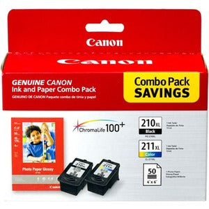 Canon Pg-210/Cl-211 Xl Original Ink Cartridge/Paper Kit - Combo Pack - Black