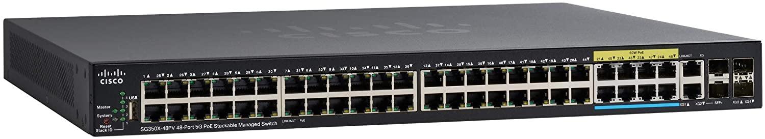 Cisco Sg350X-48Pv Managed L3 Gigabit Ethernet (10/100/1000) Power Over Ethernet (Poe) 1U Black