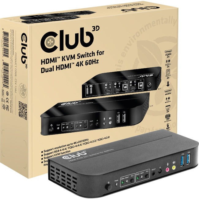 Club 3D Hdmi Kvm Switch For Dual Hdmi 4K 60Hz