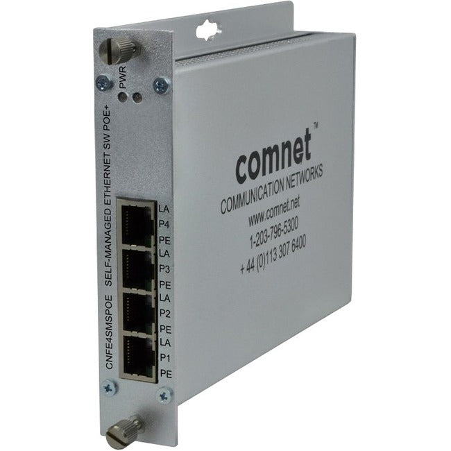 Comnet 4 Port 10/100 Mbps Ethernet Self-Managed Switch With Poe+, Up To 100M (328 Ft)