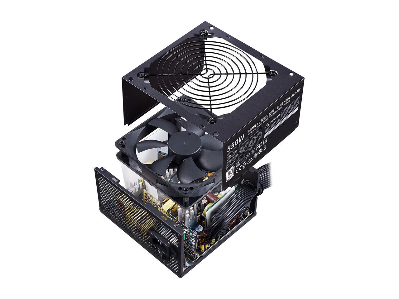 Cooler Master Mpe-5501-Acaaw-Us Mwe 550 White 550W 80+ White Psu W/ Hydro-Dynamic-Bearing Silent 120Mm Fan, Single +12V Rail, Flat Black Cables