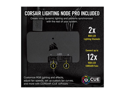 Corsair Ll Series Co-9050074-Ww Ll140 Rgb, 140Mm Dual Light Loop Rgb Led Pwm Fan, 2 Fan Pack With Lighting Node Pro
