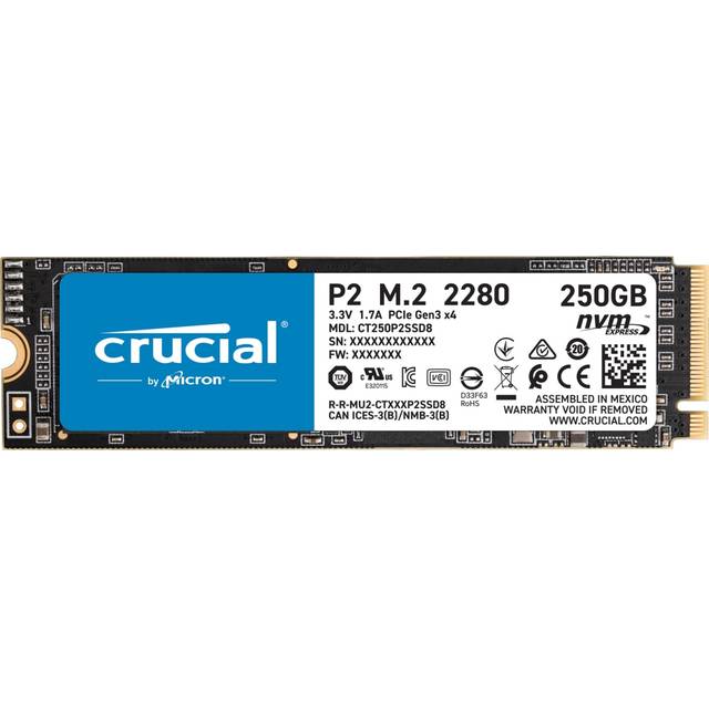Crucial P2 250Gb M.2 2280 Pci-Express 3.0 Nvme Solid State Drive (Micron 3D Nand)