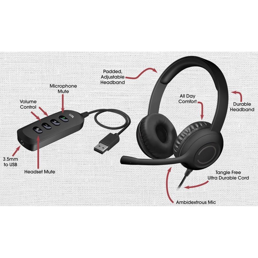 Cyber Acoustics Stereo Headset With Usb & 3.5Mm