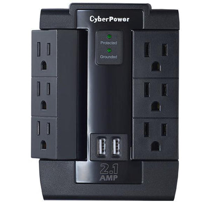 Cyberpower Csp600Wsu Surge Protector Black 6 Ac Outlet(S) 125 V