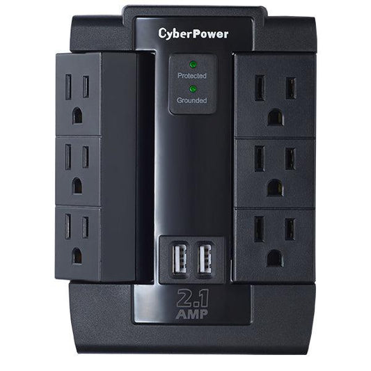 Cyberpower Csp600Wsu Surge Protector Black 6 Ac Outlet(S) 125 V