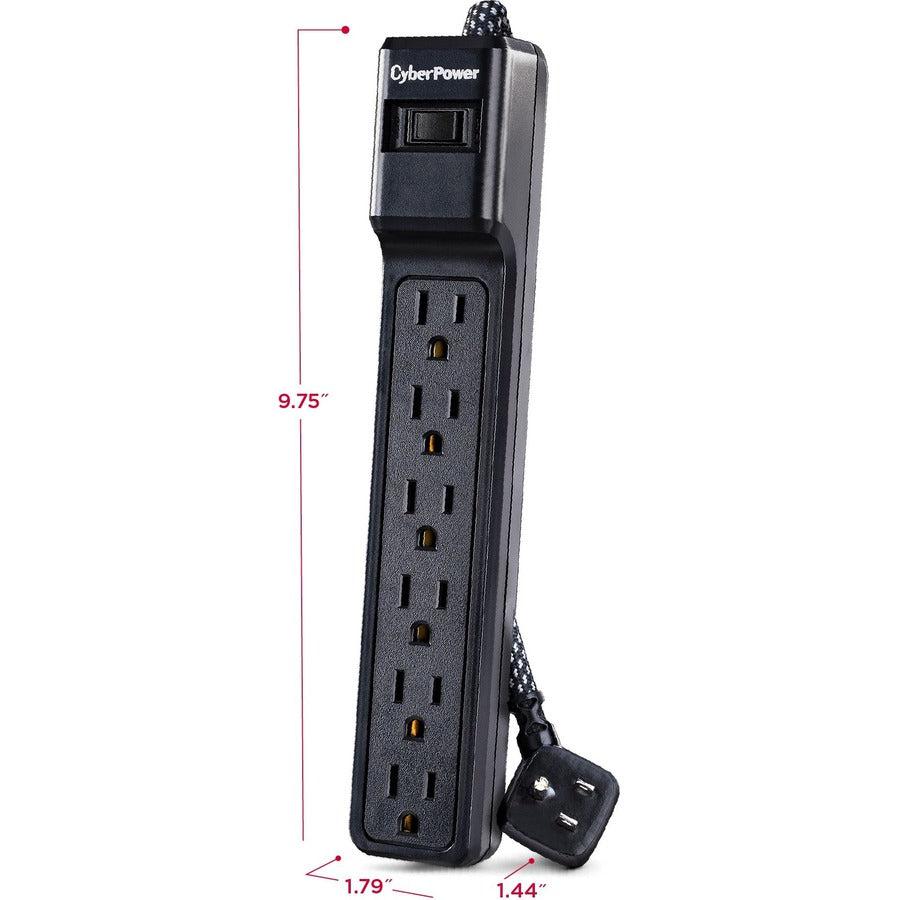 Cyberpower B608B Surge Protector Black 6 Ac Outlet(S) 2.4 M