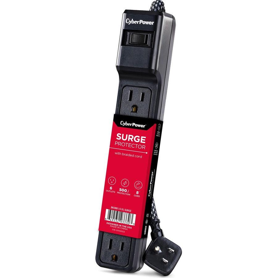 Cyberpower B608B Surge Protector Black 6 Ac Outlet(S) 2.4 M