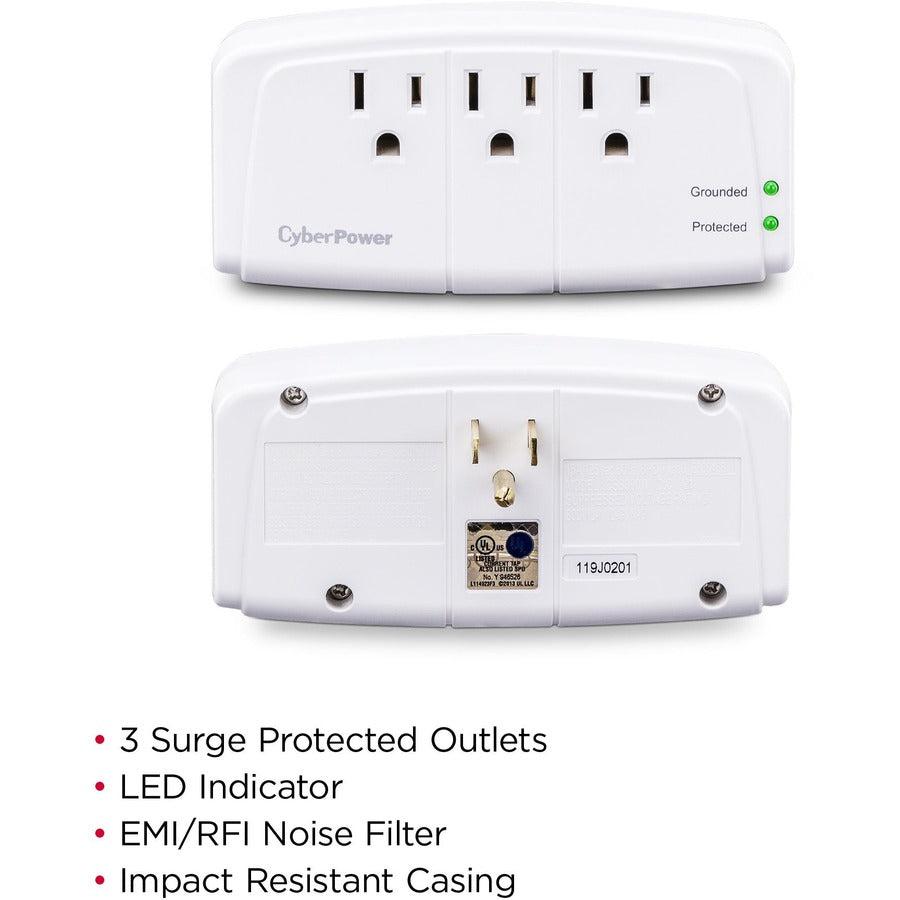 Cyberpower Csb300W Surge Protector White 3 Ac Outlet(S) 125 V