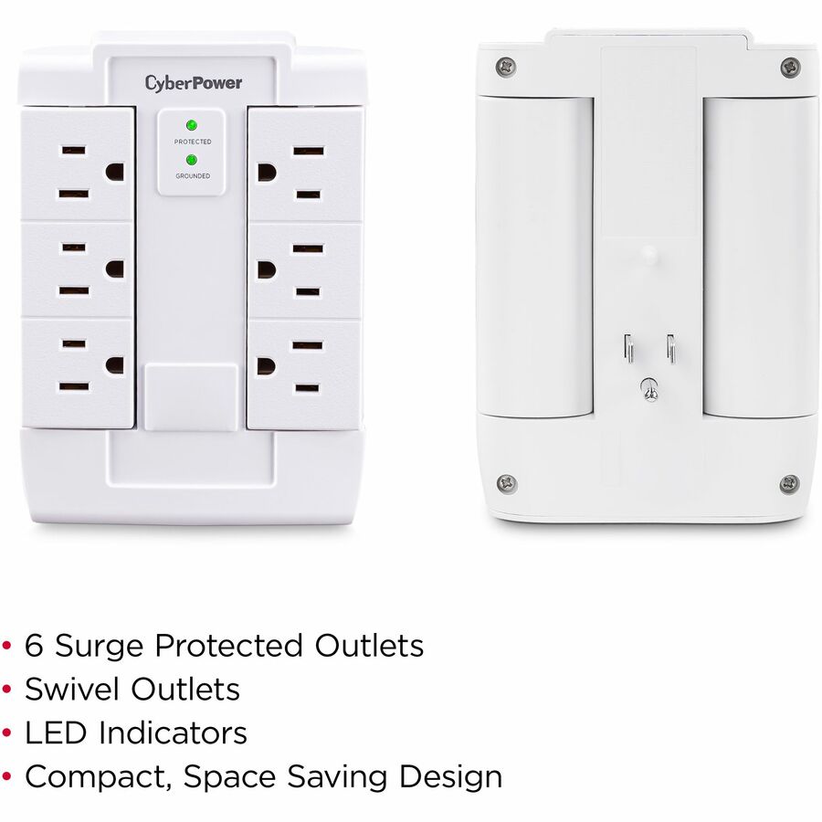 Cyberpower Csb600Ws Surge Protector White 6 Ac Outlet(S) 125 V