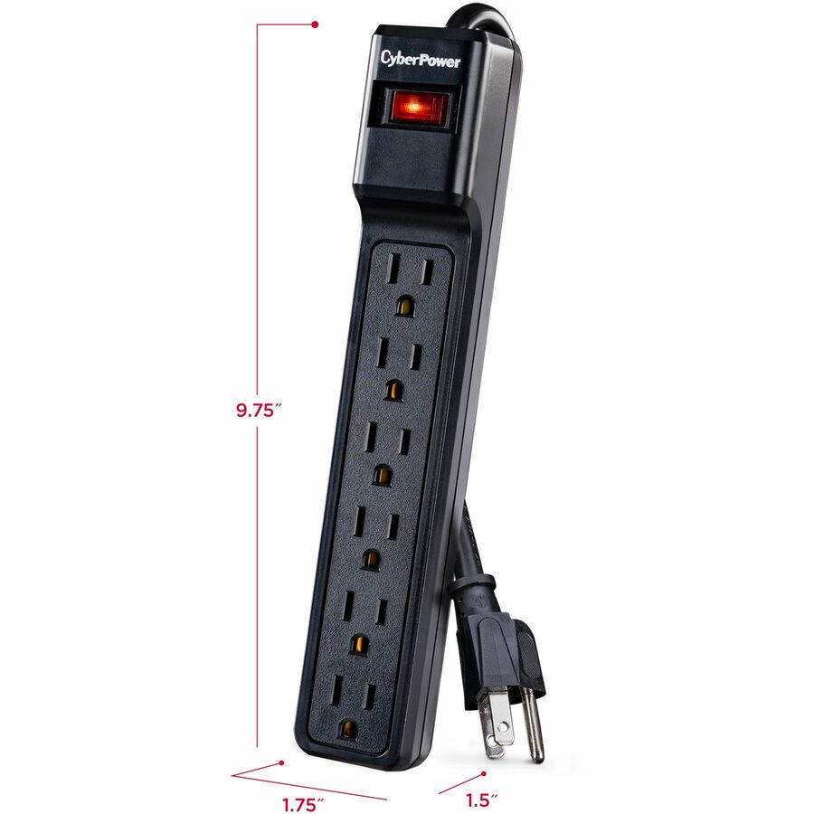 Cyberpower Csb6012 Surge Protector Black 6 Ac Outlet(S) 400 V 3.6 M